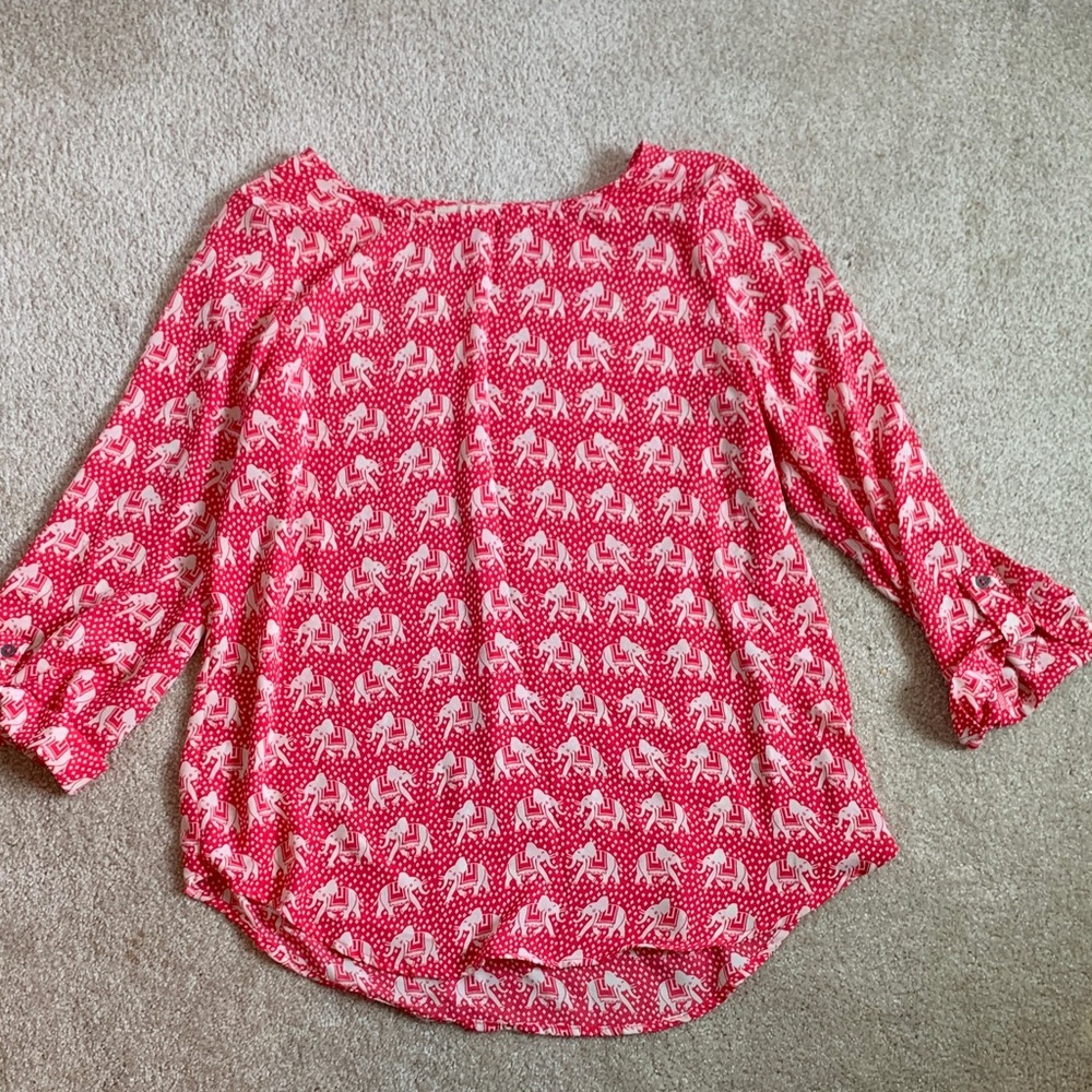 41 Hawthorn Red Elephant Print Blouse